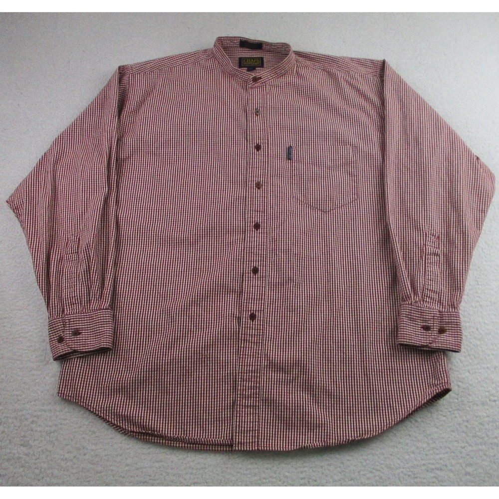 Chaps Ralph Lauren Shirt Mens 16.5 34/35‎ Red White Gingham Long Sleeve Cotton